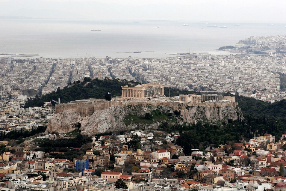 Greece, Athens, The Acropolis seen from Lykavitos Hill